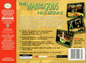 War Gods (USA) box cover back